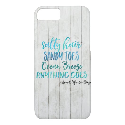 Salty Hair Sandy Ocean Beach Quote iphone case (Achterkant)