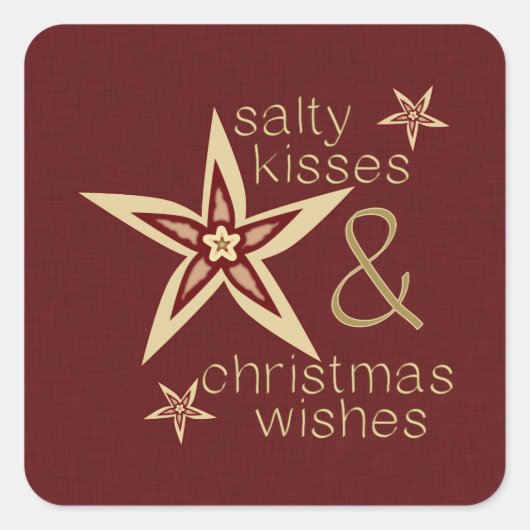 Salty Kisses kerstwijn Vierkante Sticker (Voorkant)