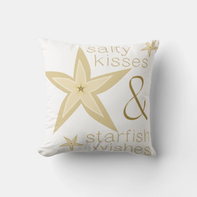 Salty Kisses Starfish Wishes Pillow Kussen (Voorkant)