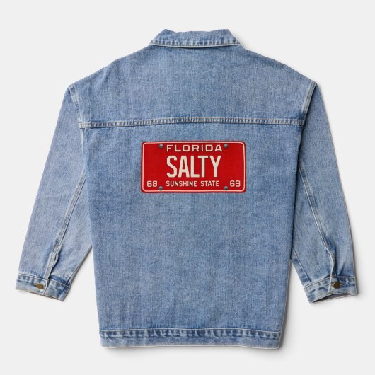 Salty Life 1969 | Retro Florida License Plate Surf Denim Jacket (Achterkant)