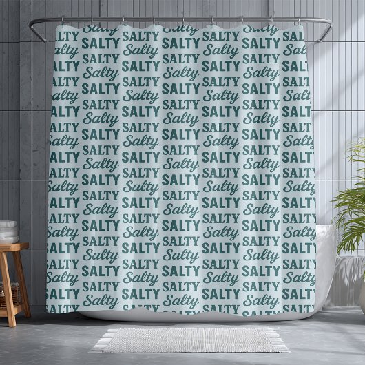 Salty Life | Blue Surf Graphic Beach House Decor Douchegordijn
