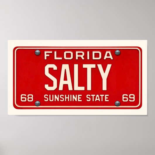 Salty Life | Coastal Retro Florida License Plate Poster (Voorkant)