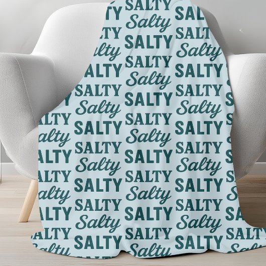 Salty Life | Kust Teal Blauwe Grafische Print Stra Fleece Deken