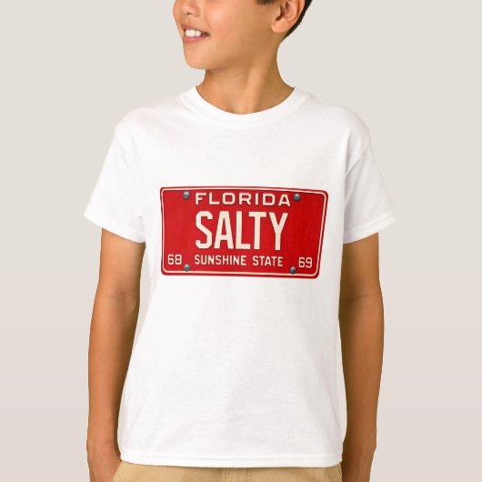 Salty Life Retro Florida License Plate Boys Surf T-shirt (Voorkant)