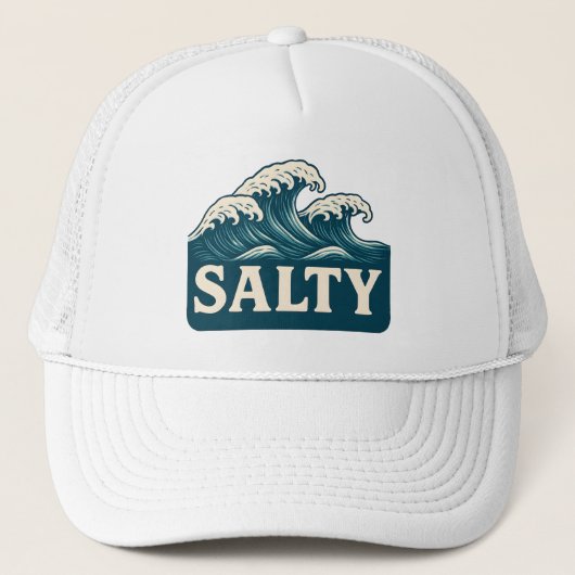 Salty Life Teal Blue Surf Beach Waves Graphic  Trucker Pet (Voorkant)