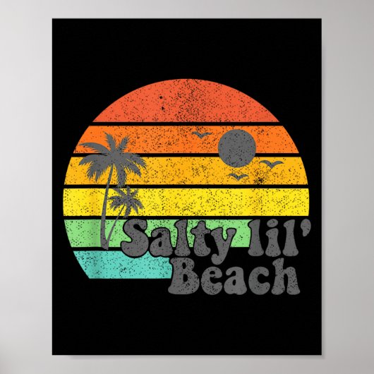 Salty Lil Beach Retro Vacation Funny Summer Quote  Poster (Voorkant)