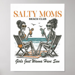 Salty Moms Beach Club Zomer Vakantie Strandvakanti Poster