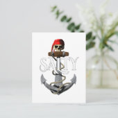 Salty Pirate Skull en Anchor Briefkaart (Staand voorkant)