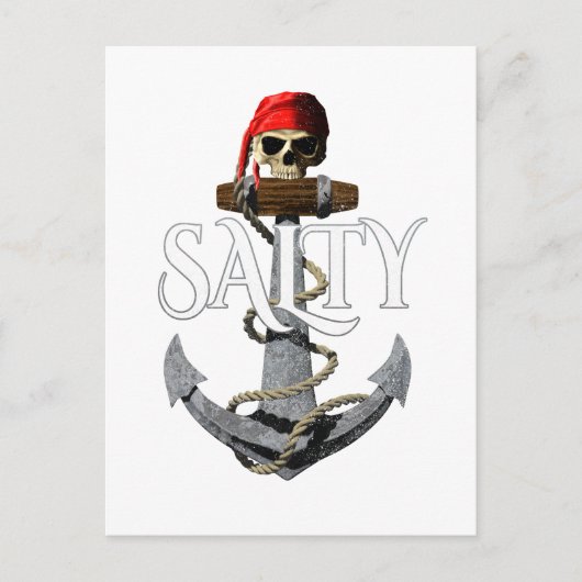 Salty Pirate Skull en Anchor Briefkaart (Voorkant)