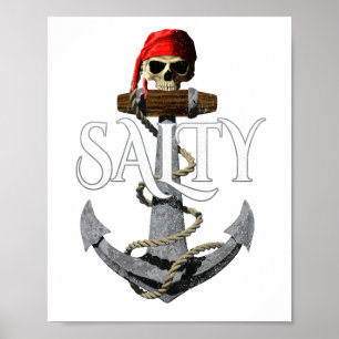 Salty Pirate Skull en Anchor Poster