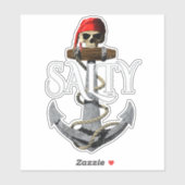 Salty Pirate Skull en Anchor Sticker (Vel)