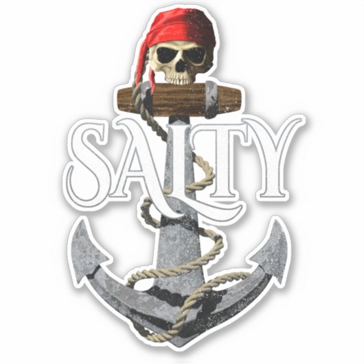 Salty Pirate Skull en Anchor Sticker (Voorkant)