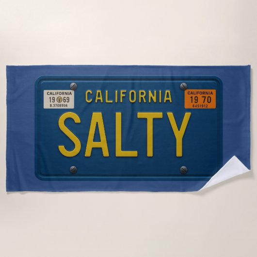 Salty -Retro 1969 California License Plate Graphic Strandlaken (Voorkant)