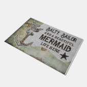 Salty Sailor And A Beautiful Mermaid Live Here Deurmat (Schuin)