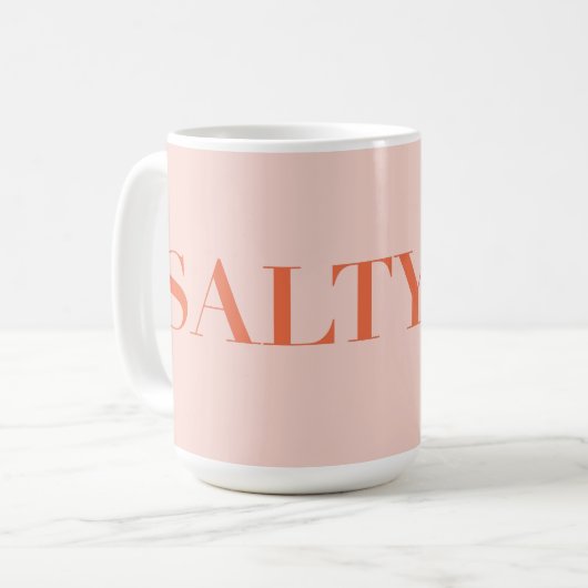 SALTY Sarcastic Typografie Design in Oranje Red Koffiemok (Voorkant links)