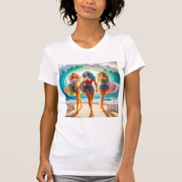 Salty Sisterhood Trio Girls Beach Walk Surfer T-shirt