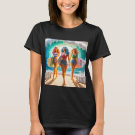 Salty Sisterhood Trio Girls Beach Walk Surfer T-shirt