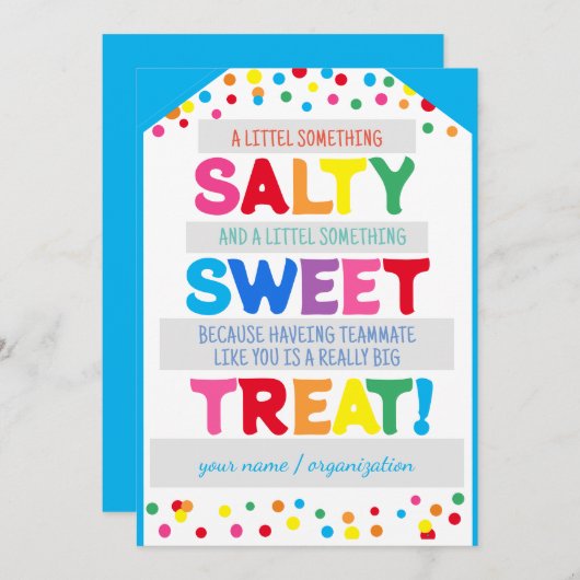 Salty Sweet Treat Label, iets zout en zoet, T Kaart (Voorkant / Achterkant)
