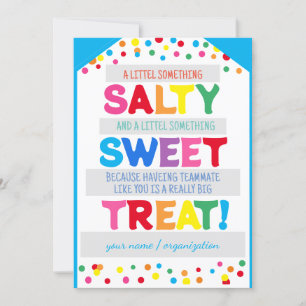 Salty Sweet Treat Label, iets zout en zoet, T Kaart