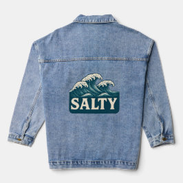 Salty Teal Blue Surf Beach Waves | Coastal Life Denim Jacket