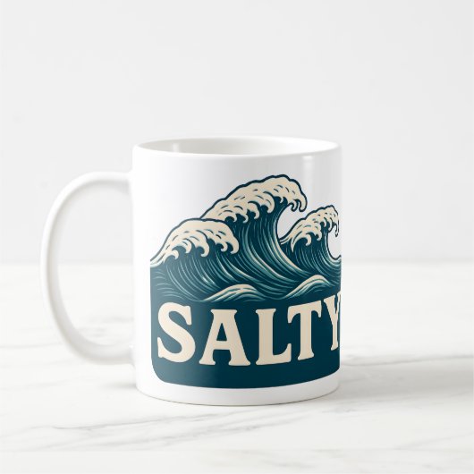 Salty Teal Blue Surf Beach Waves Nautical Coastal Koffiemok (Links)