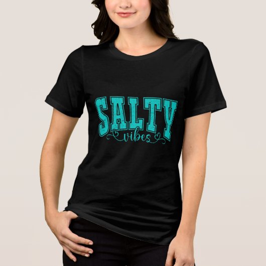 Salty Vibes – Funny Beach Tee, Summer Vacation Tri-Blend Shirt (Voorkant)