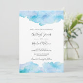 Salty Zee Breeze Waterverf Wedding-uitnodiging Kaart (Staand voorkant)