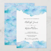 Salty Zee Breeze Waterverf Wedding-uitnodiging Kaart (Voorkant / Achterkant)