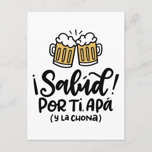 Salud of Mi Apa y la Chona, handgetekend ontwerp Briefkaart (Voorkant)