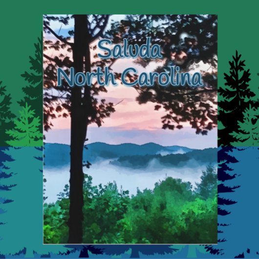 Saluda, NC Mountain Uitzicht en Sunset Briefkaart