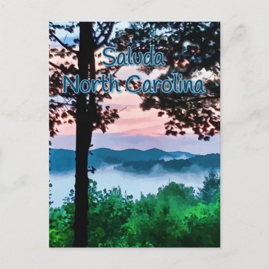 Saluda, NC Mountain Uitzicht en Sunset Briefkaart (Voorkant)