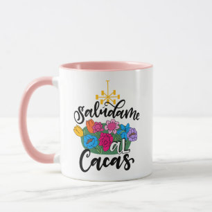Saludame al Cacas, handgetekende illustratie, roze Mok