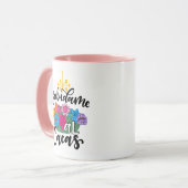 Saludame al Cacas, handgetekende illustratie, roze Mok (Voorkant links)