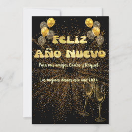Saludo Año Nuevo en dorado elegante Feestdagenkaart