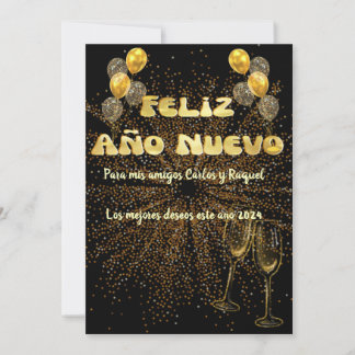 Saludo Año Nuevo en dorado elegante Feestdagenkaart
