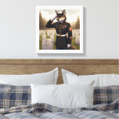 Saluerende Marine Corps Wolf Canvas Afdruk (Insitu (Slaapkamer))