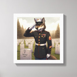 Saluerende Marine Corps Wolf  Canvas Afdruk