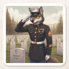 Saluerende Marine Corps Wolf  Kartonnen Onderzetters