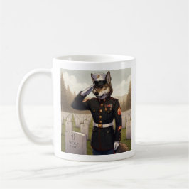 Saluerende Marine Corps Wolf  Koffiemok