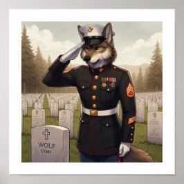 Saluerende Marine Corps Wolf  Poster