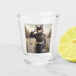 Saluerende Marine Corps Wolf  Shot Glas