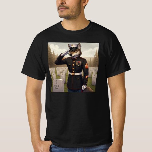 Saluerende Marine Corps Wolf T-shirt (Voorkant)