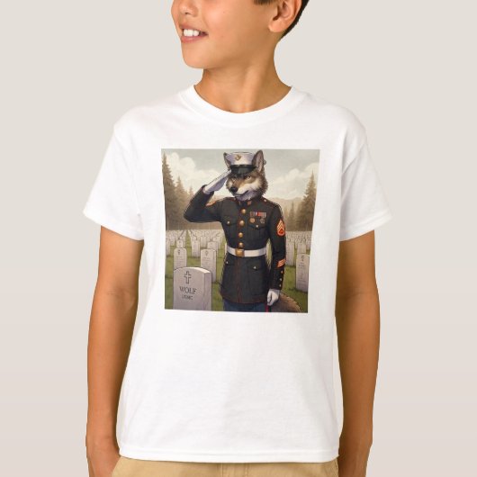 Saluerende Marine Corps Wolf  T-shirt (Voorkant)