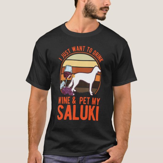 Saluki And Wine Persian Greyhound Saluki T-shirt (Voorkant)