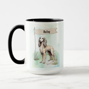 Saluki Aquarel Gepersonaliseerde Hond Mok