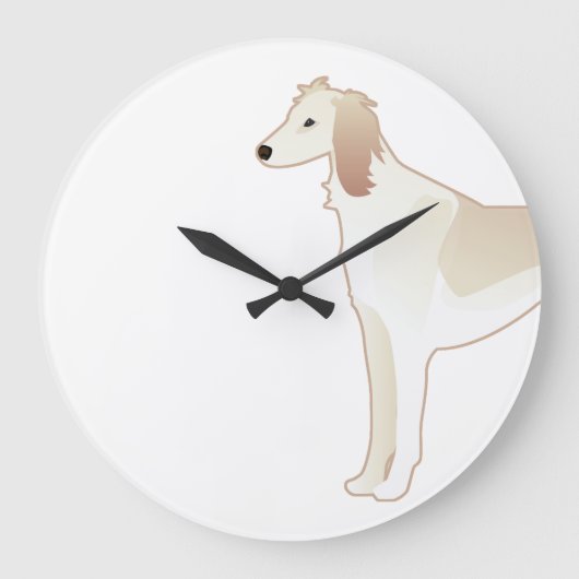 Saluki Basic Hondenras Illustration Silhouette Grote Klok (Voorkant)