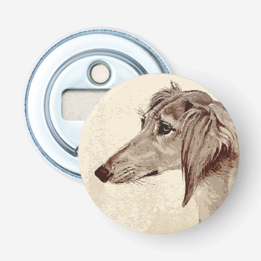 Saluki Button Flesopener (Voorkant)