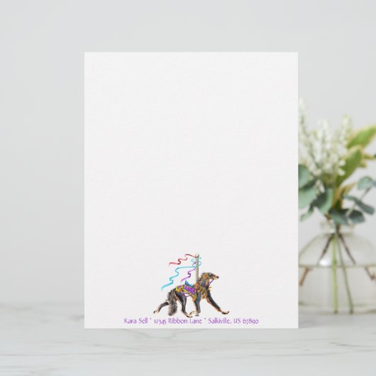 Saluki Carousel Black & Tan Gepersonaliseerd Briefhoofd (Staand voorkant)