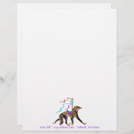 Saluki Carousel Black & Tan Gepersonaliseerd Briefhoofd (Voorkant / Achterkant)