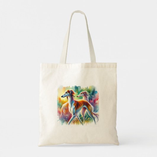 Saluki Dog 090724AREF103 - Watercolor Tote Bag (Achterkant)